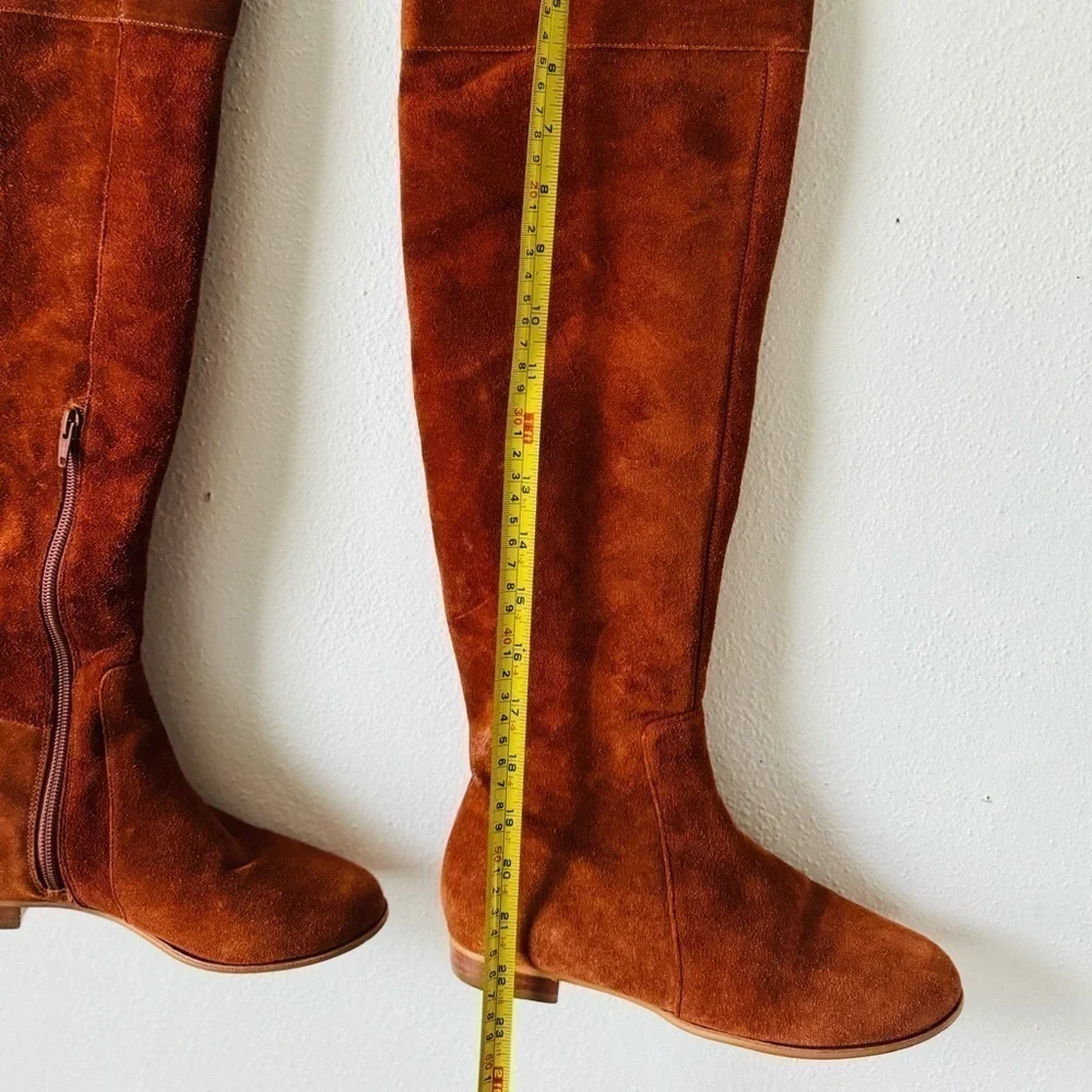 Anthropologie Pyramidis over the knee brown suede leather boots sz